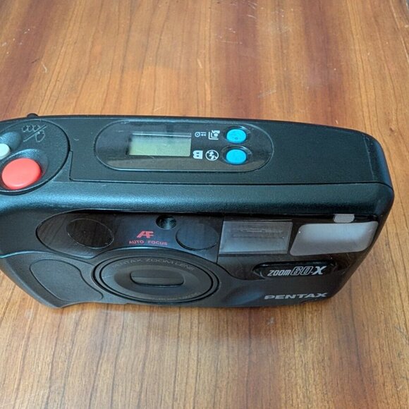 PENTAX Zoom 60-X 35mm 90s Y2K Point & Shoot Film Camera Black TESTED Works - Picture 3 of 11